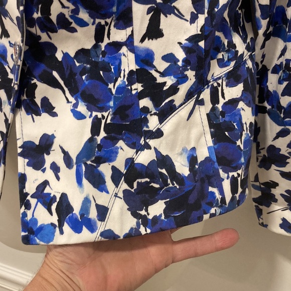 BASLER Ladies Blue & White Cotton Button Jacket in Size 36 - Picture 6 of 7